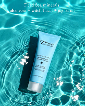 Premier Dead Sea cleanser with jojoba oil helps balance skin moisture.