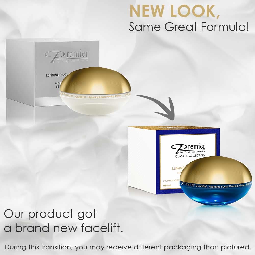Premier Dead Sea Refining Facial Peeling Gel in a bathroom setup for at-home care.