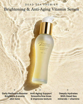 Premier Dead Sea Vitamin C Serum swirl shows smooth, fast-absorbing texture for daily use.
