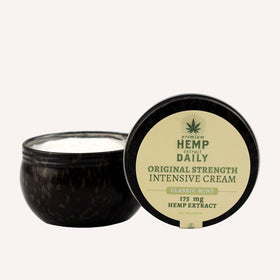 Jar of Premium Hemp Extract Daily Cream ready for smooth skin application