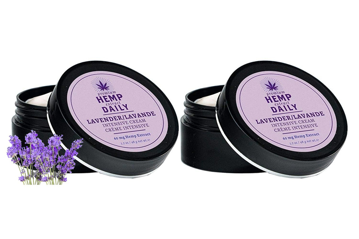 Premium Hemp Extract Daily Intensive Cream lavender tub for hydration and aroma