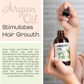 Premium Nature Argan Oil dropper highlights precise application for beauty routines.