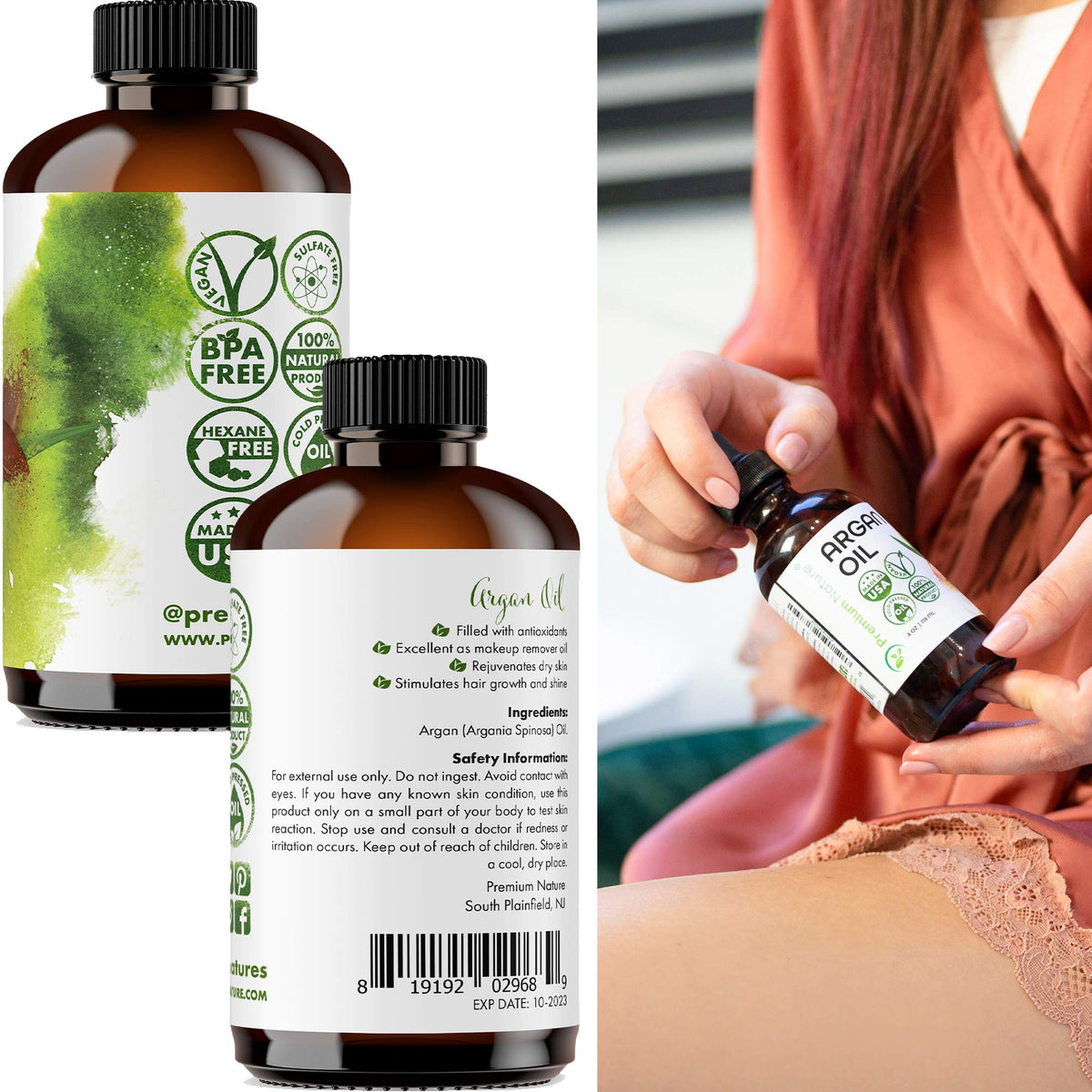 Premium Nature Argan Oil packaging presents a premium health ally for daily care.