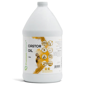Premium Nature Castor Oil bottle closeup for pure carrier oil moisture
