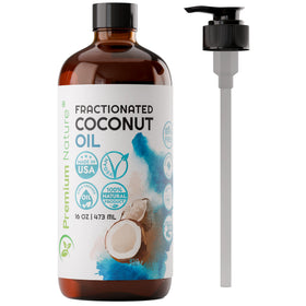 Premium Nature fractionated coconut oil bottle with pump for easy dispensing and mess-free use