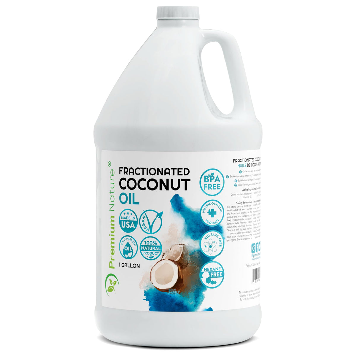 Premium Nature fractionated coconut oil with pump-dispense for easy, mess-free moisturizing.