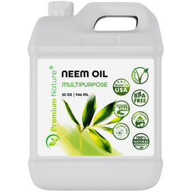Premium Nature Neem Oil bottle for skin and hair care, pure and cold-pressed
