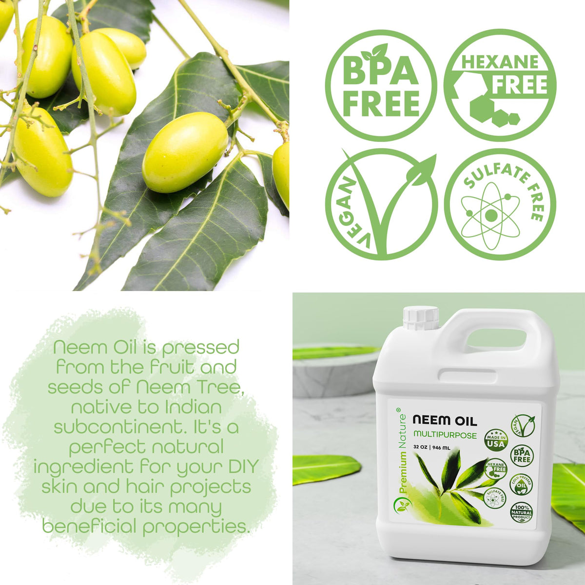 Premium Nature Neem Oil helps dry skin by locking in moisture