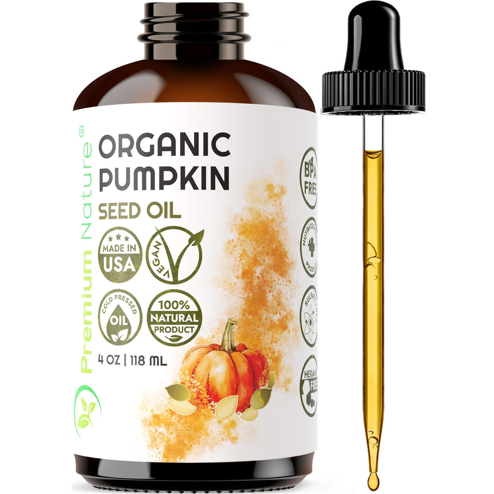Premium Nature pumpkin seed oil bottle with a secure cap for easy daily use.