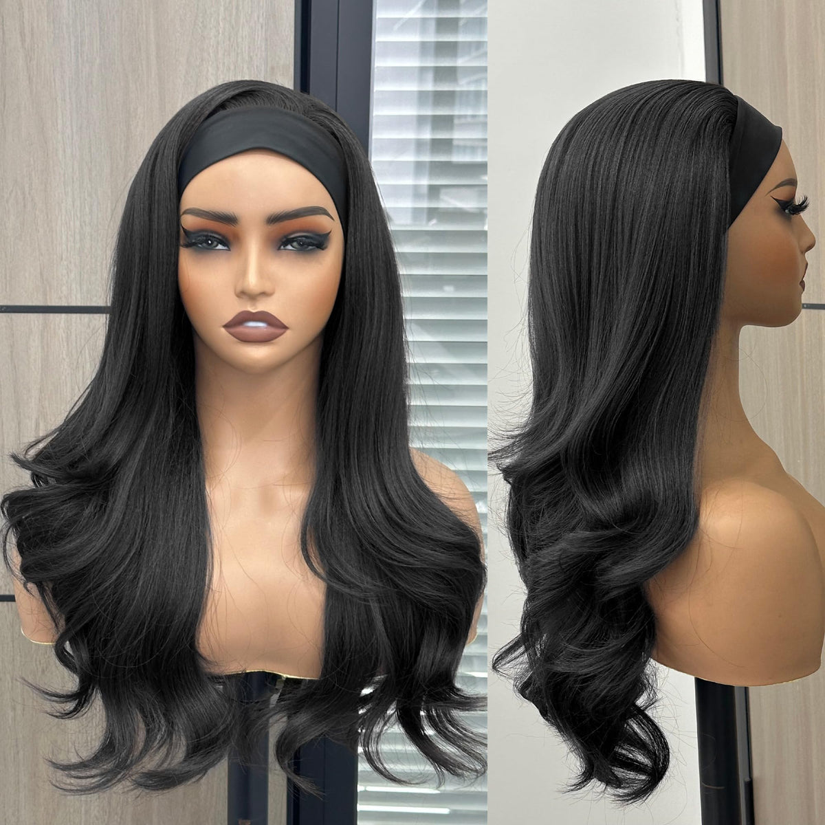 PREMPO headband wig long wavy 20-inch for quick daily styling