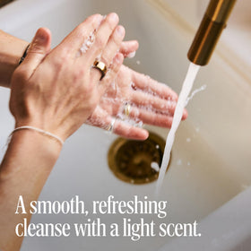 Foam from Preston Lane Mayfair hand wash emphasizing rich lather for frequent use