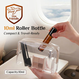 PrettyCare leak-proof amber bottle with dual caps prevents spills.
