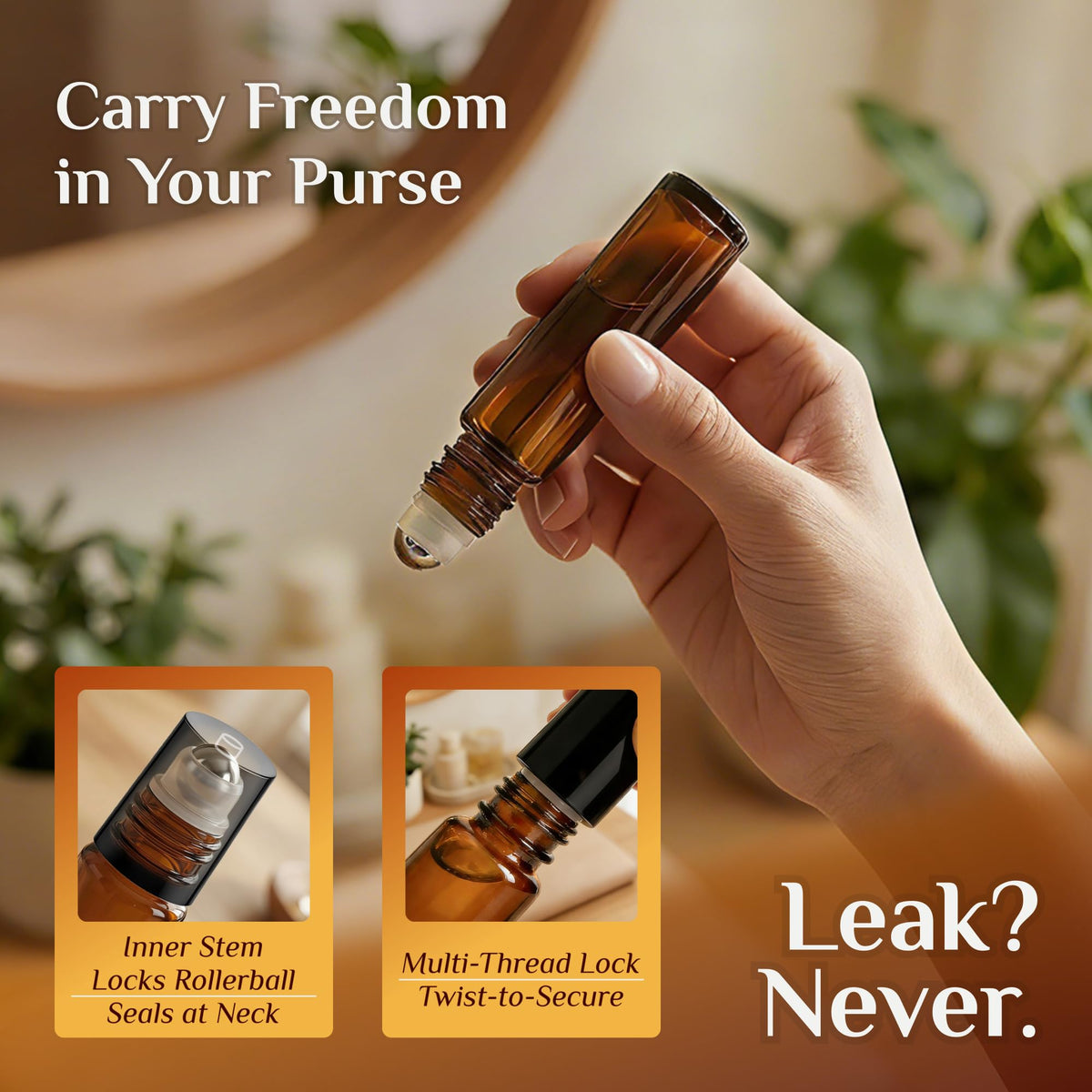 PrettyCare roller-ball bottle provides smooth, precise application.