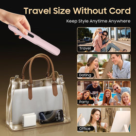 Prettrans cordless hair straightener pink compact design for easy storage.