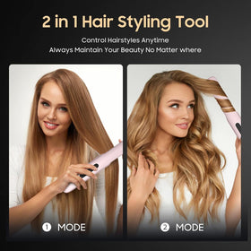 Prettrans cordless hair straightener pink plate close-up for smooth, low-damage styling.