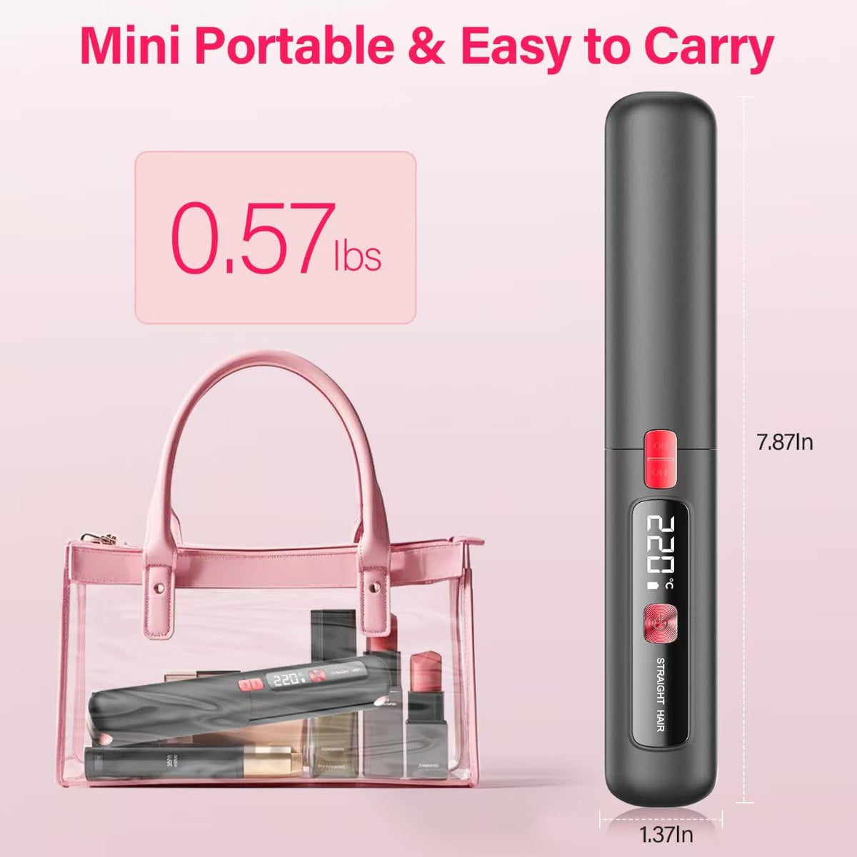 Prettrans 4500mAh battery powers up to 40 minutes of cordless styling.