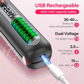 Prettrans USB-C rechargeable iron with long cordless use between charges.