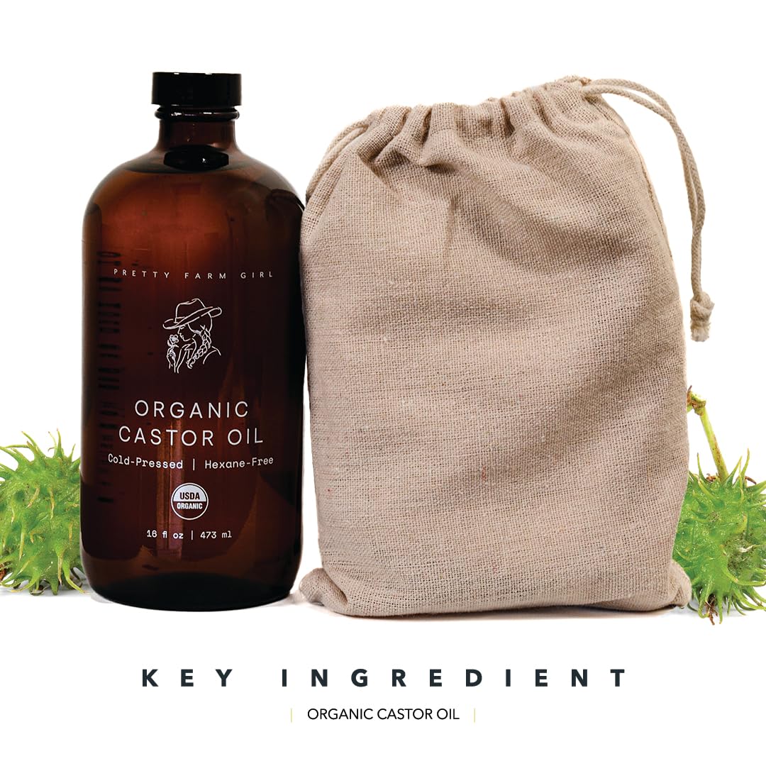 Pretty Farm Girl organic castor oil pour shows smooth, ready-to-use texture.