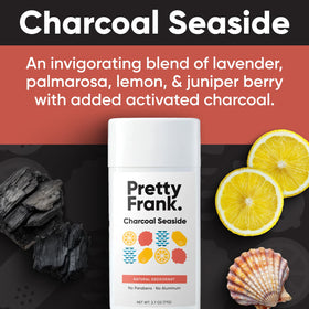 Pretty Frank Charcoal Seaside application swipe shows easy use on skin.