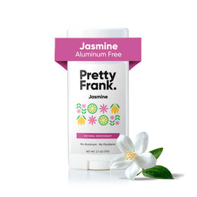Pretty Frank Jasmine deodorant stick packaging highlights aluminum-free protection