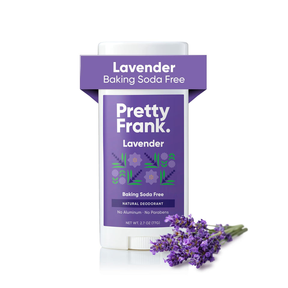 Pretty Frank lavender deodorant stick application for gentle odor control