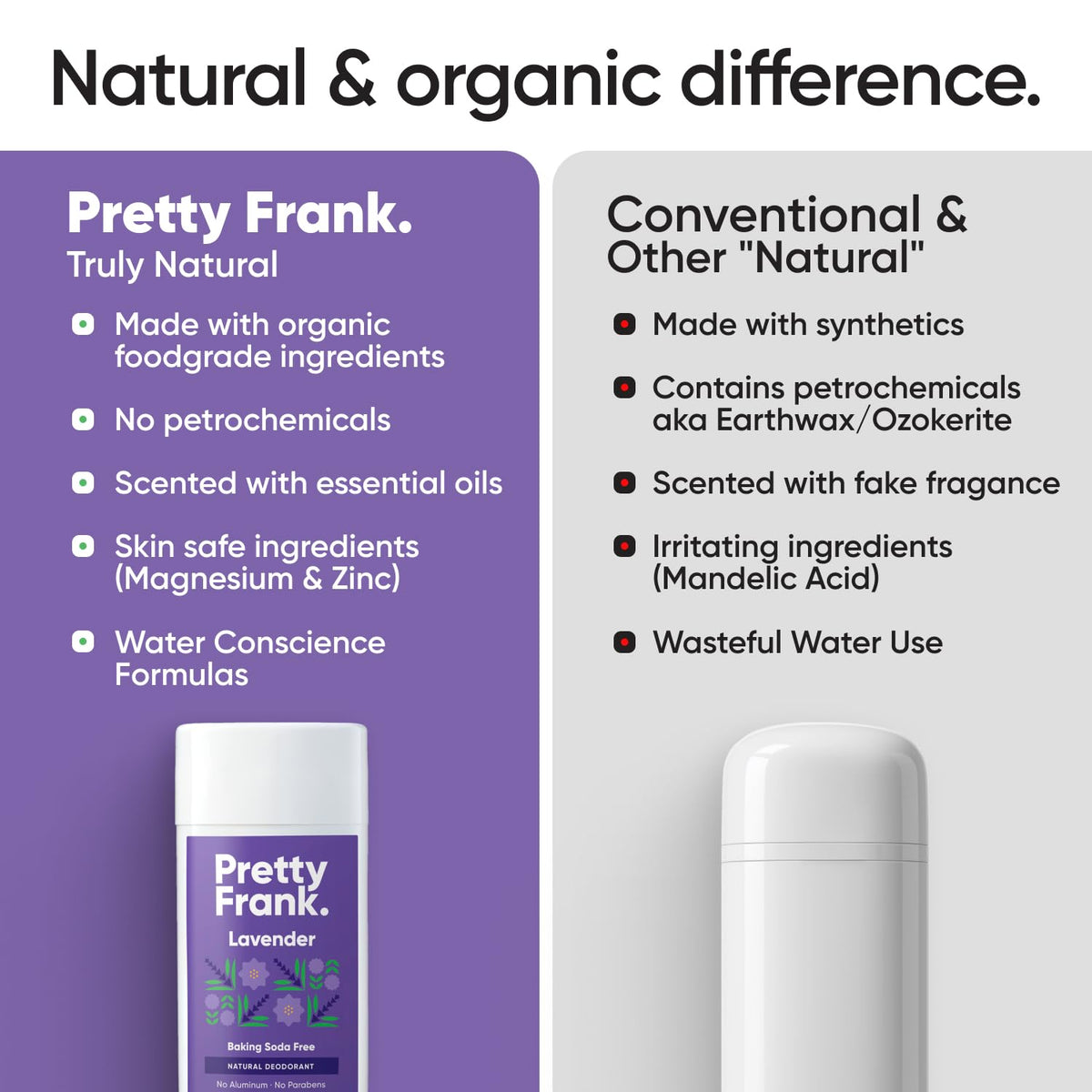 Pretty Frank lavender deodorant packaging closeup highlighting clean, aluminum-free formula