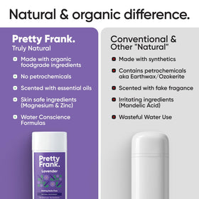 Pretty Frank lavender deodorant packaging closeup highlighting clean, aluminum-free formula