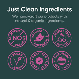 Pretty Frank natural ingredients arrowroot and coconut oil; soothing moisture for sensitive skin