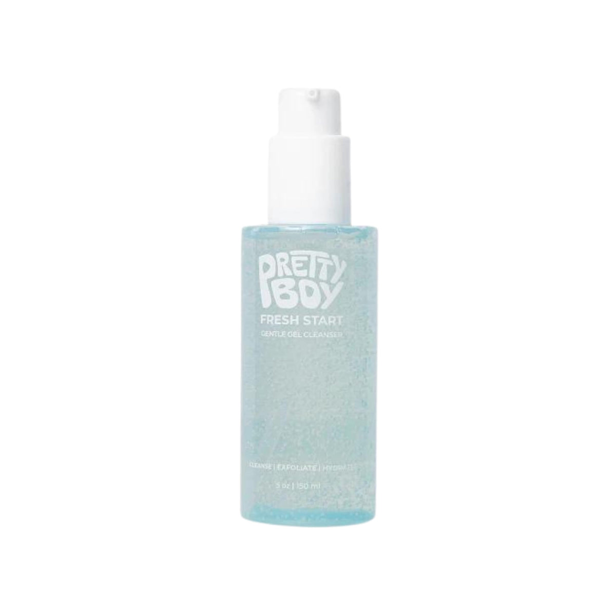 PrettyBoy Fresh Start cleanser bottle with pump hydrates skin for daily use