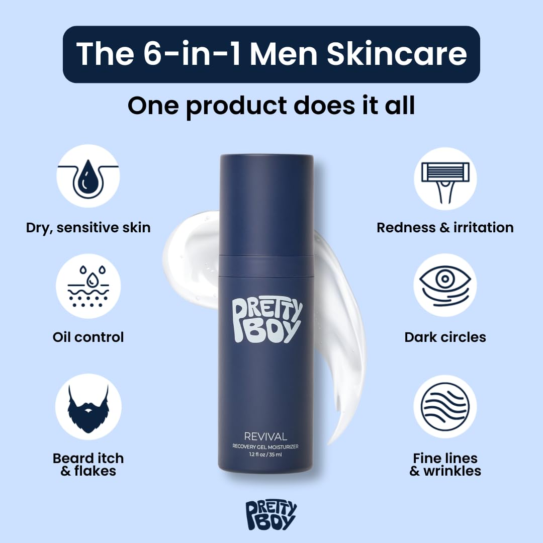 Prettyboy moisturizer absorption scene—instant feel of light hydration.