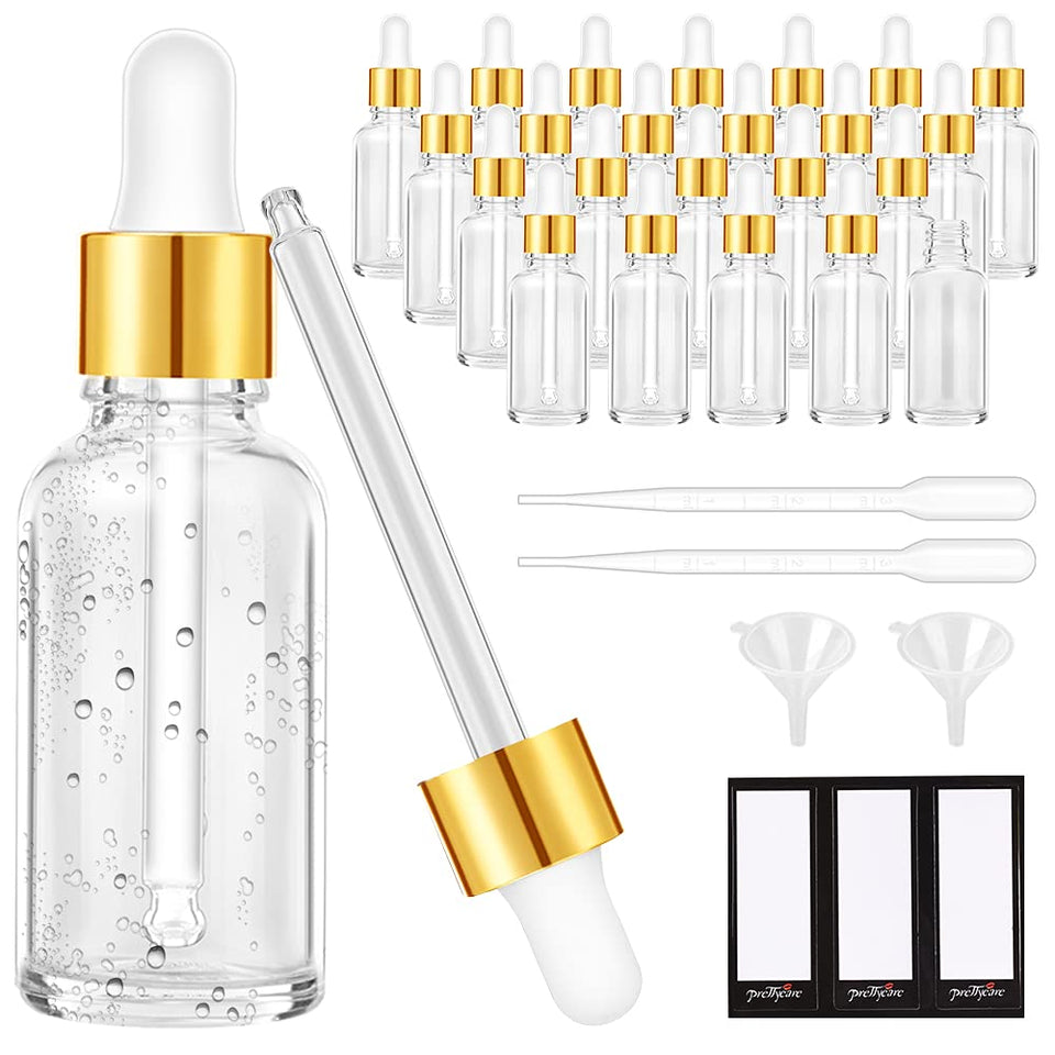 PrettyCare 2oz glass dropper bottle with long dropper for precise dosing of oils