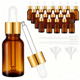PrettyCare amber glass eye dropper bottle with long dropper for precise dispensing.