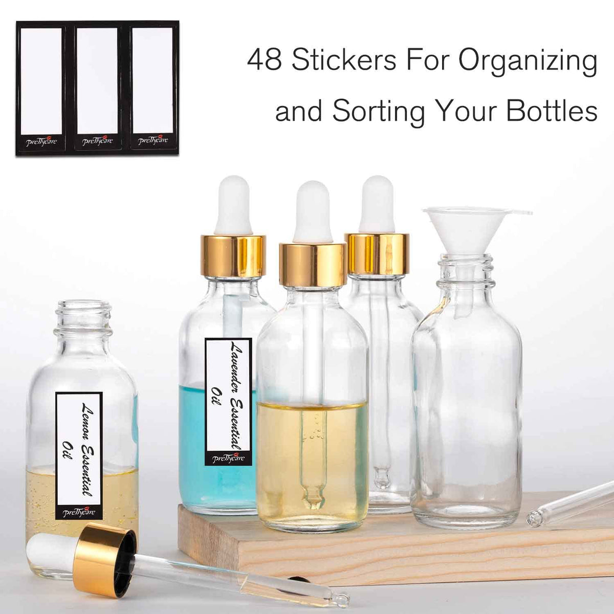 PrettyCare bottles demonstrate storage for beauty oils like facial and hair serums