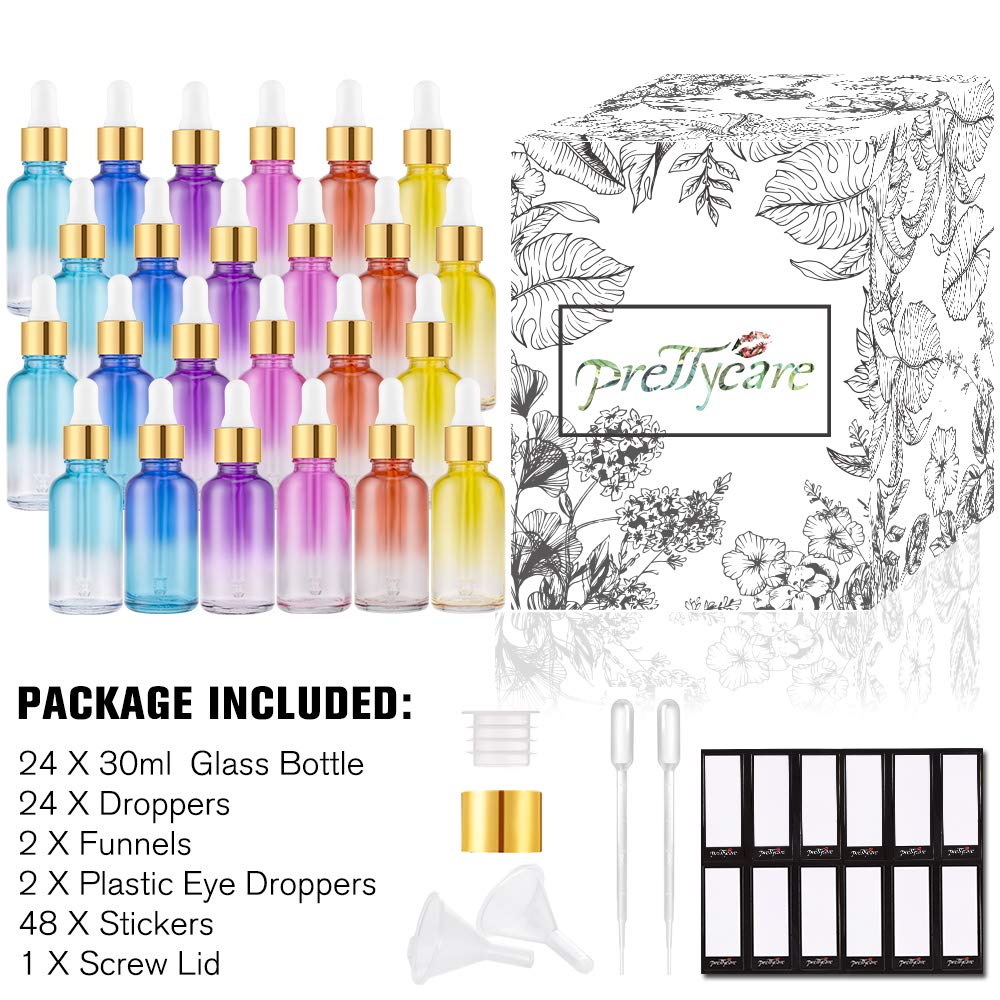 PrettyCare bottles with long droppers for easy dosing and storage