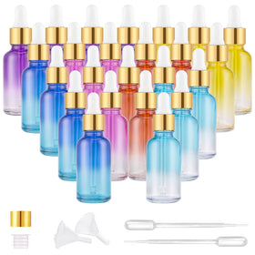 PrettyCare glass eye dropper bottles with rainbow finish for bulk essential oil storage