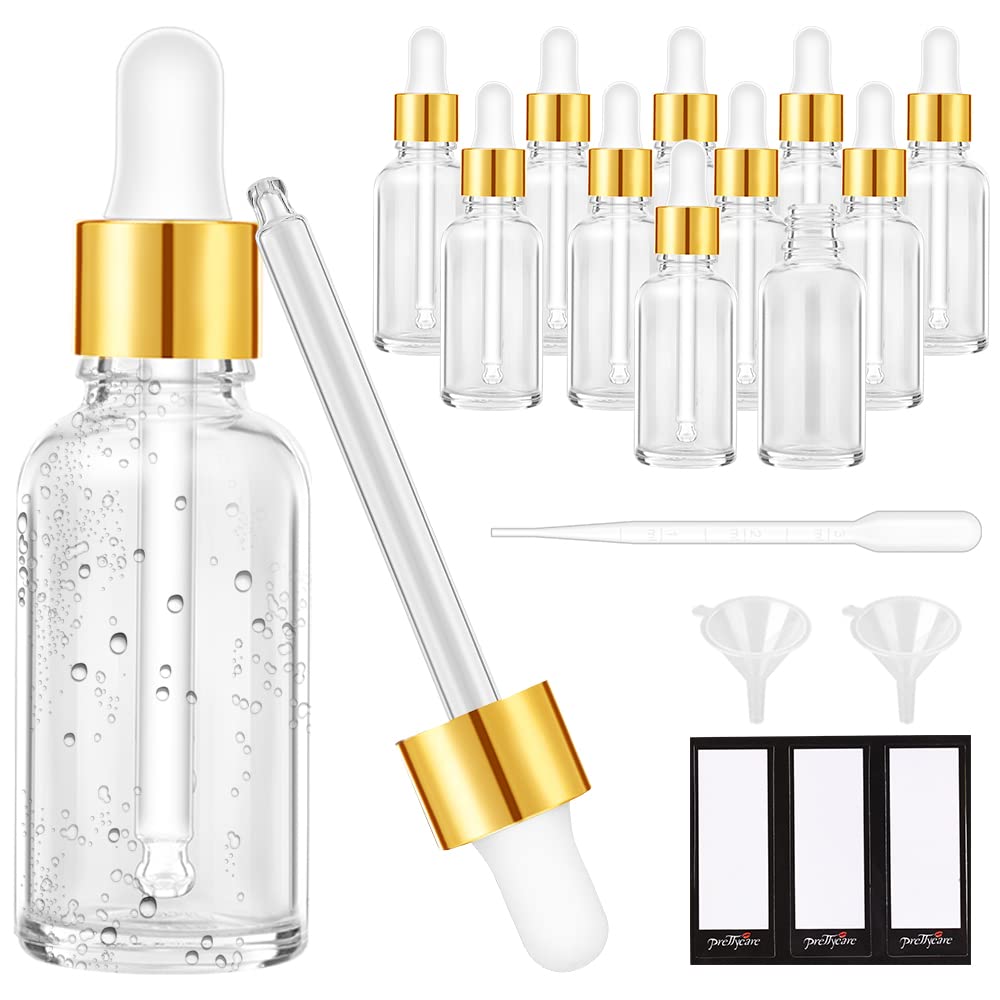 PrettyCare glass eye dropper bottles 2oz pack, sturdy storage for oils and travel.