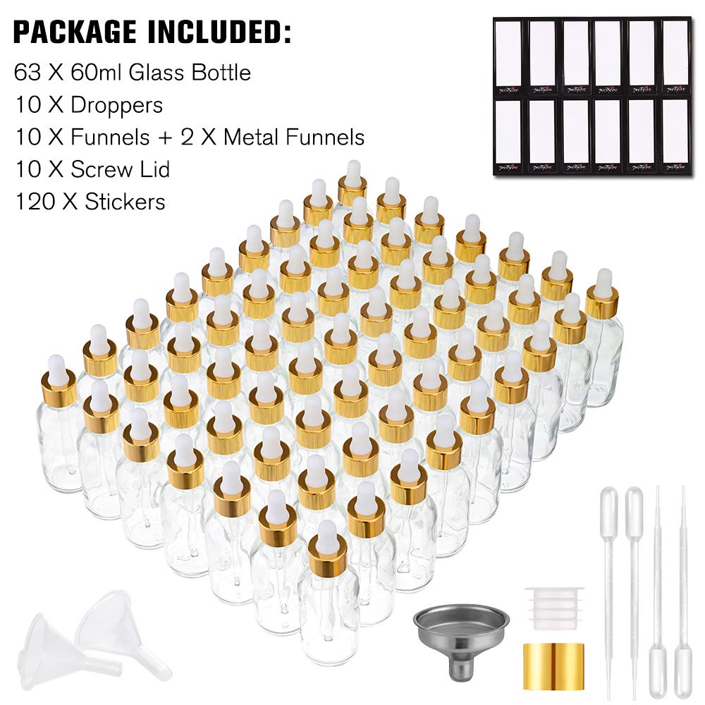 PrettyCare funnels and pipettes help refills and labeling.