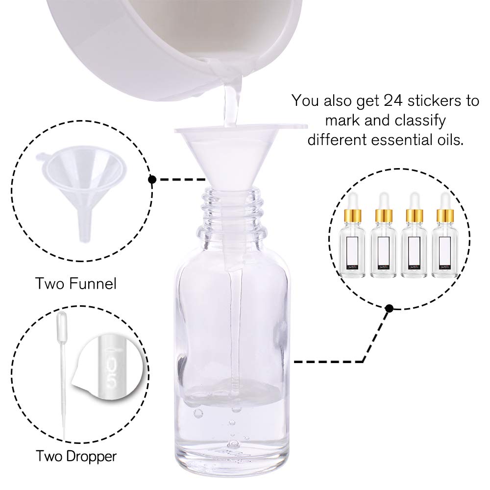 PrettyCare includes funnels and measured pipettes for easy refilling.