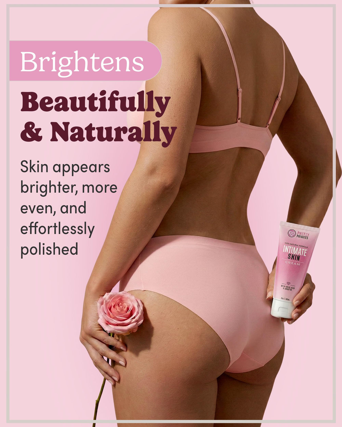 Pretty Privates bikini-area cream spread; helps even tone with gentle, non-irritating feel.