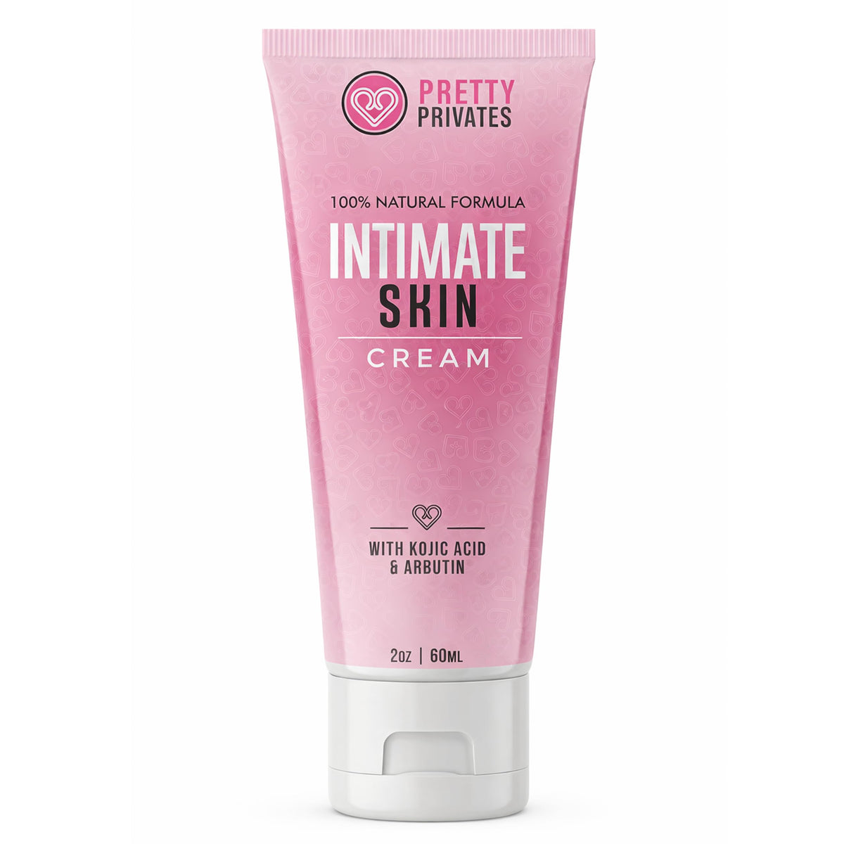 Pretty Privates intimate-skin brightening cream bottle; silky, unscented formula for delicate areas.