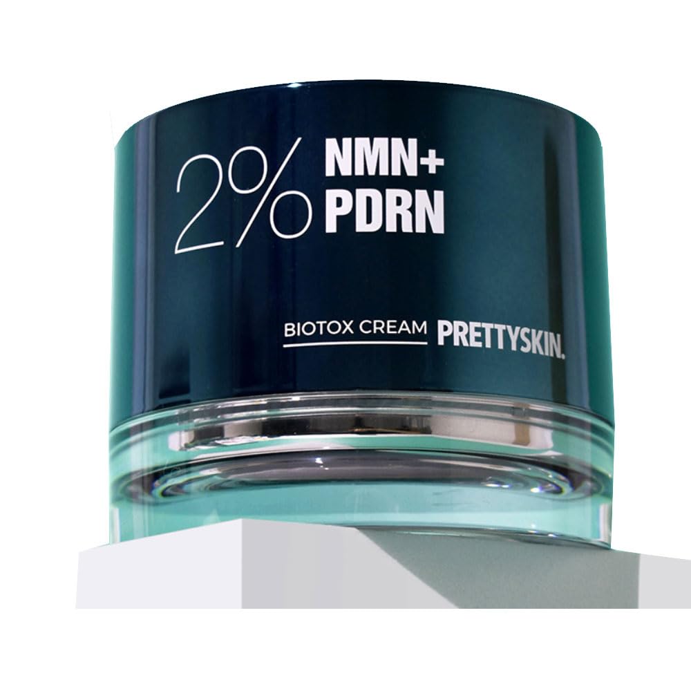 PRETTYSKIN 2% NMN-PDRN cream jar closeup for rich daily hydration.