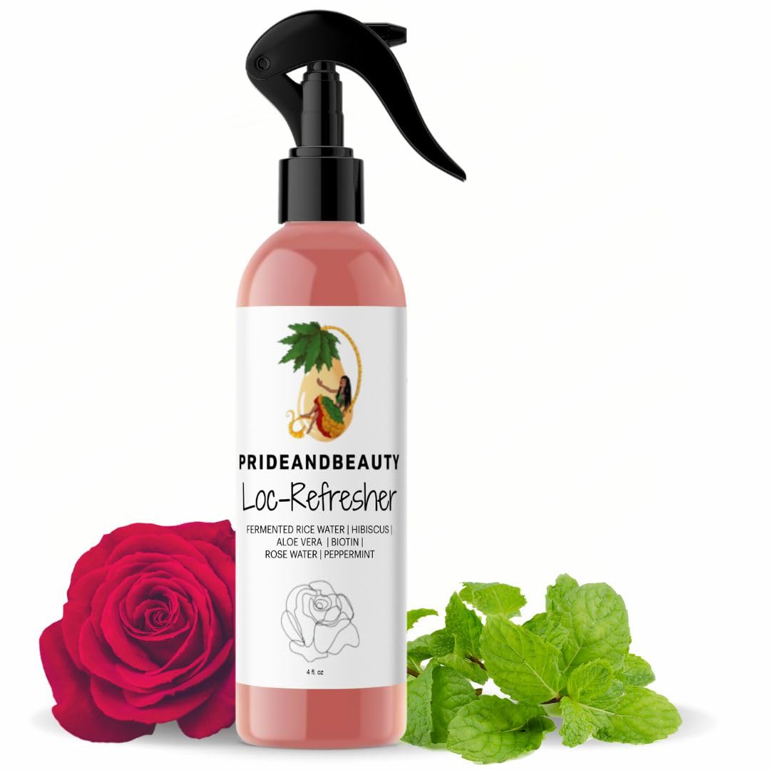 Pride and Beauty Rose Water for Locs spray bottle for daily hydration and scalp refreshment.
