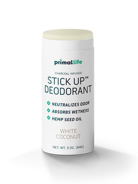 Primal Life Stick Up Deodorant White Coconut tube for lasting freshness.