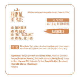Coconut oil and shea butter base of Primal Pit Paste Patchouli deodorant