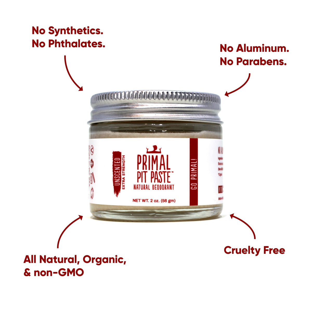 Primal Pit Paste ingredients including coconut oil and shea butter for skin care