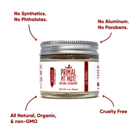 Primal Pit Paste ingredients including coconut oil and shea butter for skin care