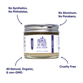 Primal Pit Paste Lavender application on skin provides all-day odor control.
