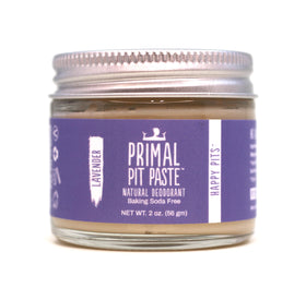 Primal Pit Paste Lavender deodorant in a jar for all-day odor protection without aluminum.