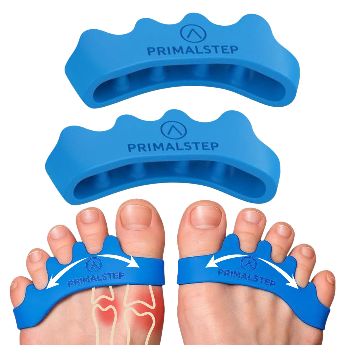 PRIMALSTEP 2.0 toe separators promote natural toe alignment for daily comfort.