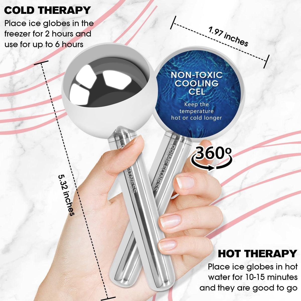 Prime Fitness Ice Globes Neck-Sculpt delivers soothing massage and gentle tightening feel.